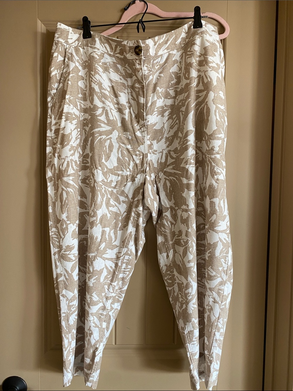 Northern Reflections Linen Blend Floral Crop Pants XL